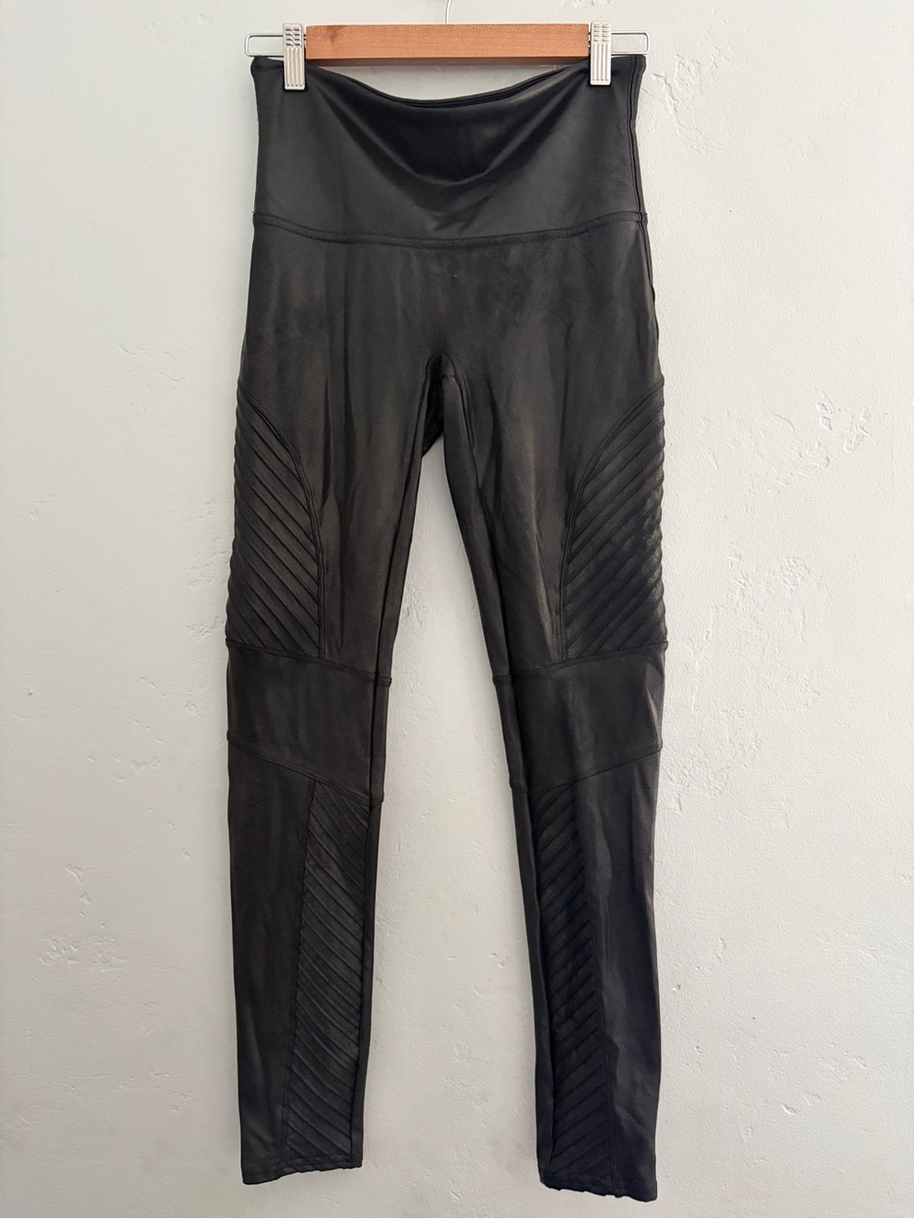 Spanx High-Waist Black Faux Leather Moto Leggings